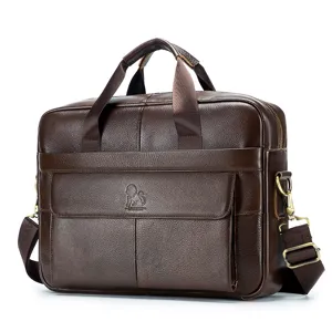 Herren Echtleder Business Aktentasche, braune Laptop Tasche, stylische Schulter Umhängetasche.
