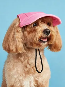 Charmanter rosa Haustier Sonnenvisier Hut für Hunde, süße Sommerkopfbedeckung verstellbar.