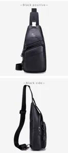 Men's genuine leather chest bag vintage casual crossbody bag multi-pocket daypack