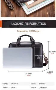 Men's genuine leather briefcase laptop bag business shoulder bag for daily use