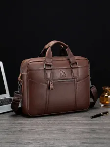 Men's Genuine Leather Briefcase Cowhide Business Laptop Bag Waterproof Wear-Resistant Messenger Bag
