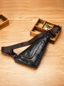 Men Genuine Leather Chest Bag Casual Crossbody Shoulder Bag Top Layer Cowhide Commuting Mini Bag