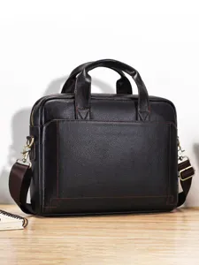 Men Genuine Leather Briefcase Large Capacity Laptop Bag Business Vintage Cowhide Handbag For Work Office Travel