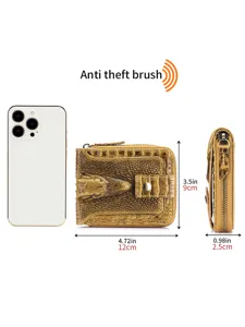 Ανδρικό πορτοφόλι από γνήσιο δέρμα RFID με μοτίβο κροκοδείλου και θέσεις καρτών