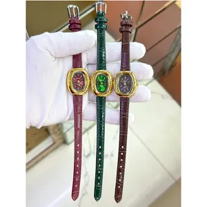 MICAI Damen Vintage kleine Badewanne Quarz Uhr Lederarmband elegante Luxusmode Armbanduhr