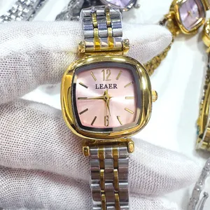 Reloj de Cuarzo Cuadrado Vintage para Mujer Correa de Acero de Aleación Oro Plata Esfera Pequeña Reloj de Pulsera Business Casual