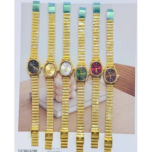 Bestselling MICAI vintage gold women's watch with small oval dial and retro chain strap.