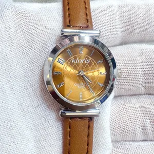 Detailed close-up view of the elegant women quartz watch showcasing its refined dial and strap.