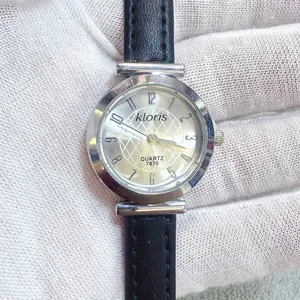 Kloris women quartz watch small round leather strap minimalist digital wrist watch