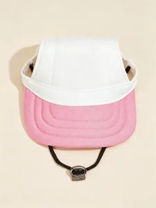 Süße Haustier Sonnenmütze mit rosa Rand und verstellbarem Kinnriemen für Sommer Hunde.