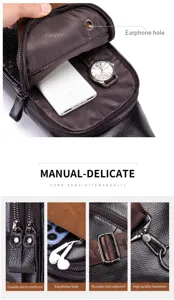 Borsa da petto da uomo in vera pelle dettaglio motivo coccodrillo e foro per le cuffie incluso.