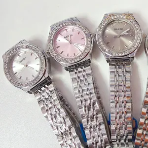 Mode Minimalistisch Quarzuhr Für Damen Legierung Strass Armbanduhr Rundes Zifferblatt Metall Mesh Band Casual Zeiger Uhr Schmuck Geschenk