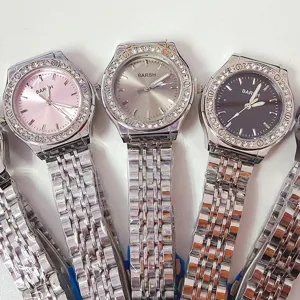 BARSH Damen Quarzarmbanduhr mit Metallarmband, Strass-Luenette und elegantem Zifferblatt.