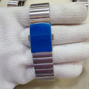 Replacement stainless steel watch strap durable metal bracelet with secure clasp for mens watch.