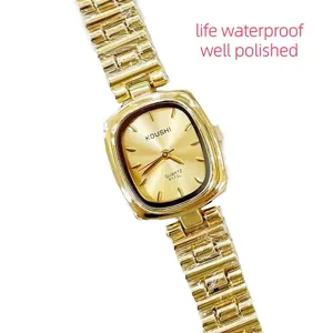 Vintage Rechteckige Quarzuhr Für Damen Legierung Kette Armbanduhr Elegant Einfarbiges Zifferblatt Damen Alltägliche Dekorative Zeitmesser