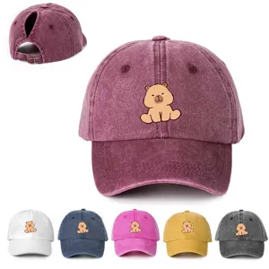 Polyester Verstellbar Pferdeschwanz Baseballkappe Bedruckt Cartoon Capybara Gebogene Krempe Hut Outdoor Sonnenhut Für Unisex Erwachsene Lässig