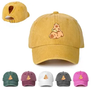 Unisex Polyester Cartoon Capybara Bedruckt Pferdeschwanz Baseballkappe Outdoor Verstellbar Sonnenschutz Gebogene Krempe Hut