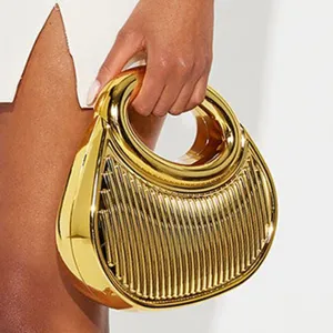 Women's Fashion Acrylic Evening Bag Elegant Quilted Pattern Handbag With Gold Chain Crossbody Clutch Bag For Party
