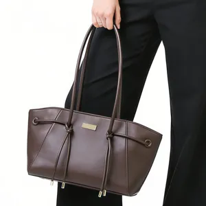 Retro Trapezoid Wing Tote Bag Women Large Capacity PU Leather Handbag Casual Travel Shoulder Underarm Bag