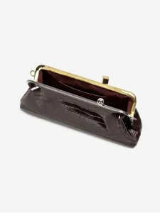 Long patent crocodile pattern baguette clutch bag retro chic kiss lock shoulder underarm bag