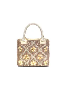 Rhinestone evening handbag for women, sparkly crystal flower party handbag with top handle.