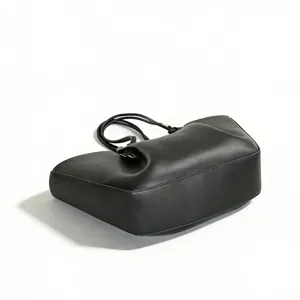 Black pleated tote bag for women, large capacity cloud commuter handbag for daily work.