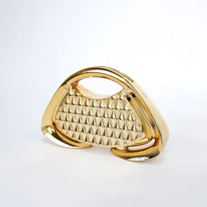 Borsa da sera rigida metallica dorata pochette trapezoidale geometrica per donna festa