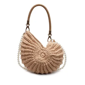 Sac à main tissé en forme de conque crocheté pour femme, sac de plage d'été élégant