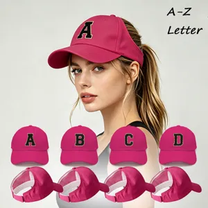 Gorra de Béisbol Coleta para Mujer Lentejuelas Letra Parche Gorro de Sol Ajustable Visera Curva Poliestere Deporte