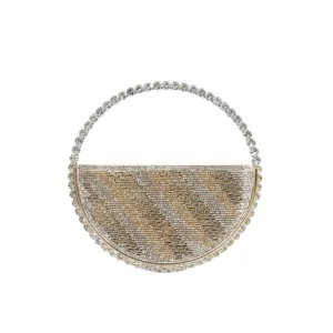Rhinestone semicircular evening bag luxury crystal clutch purse sparkly party handbag for women