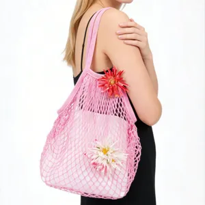 Women Summer Large Capacity Knit Tote Bag Casual Hollow Out Woven Beach Bag Ladies Crochet Single Shoulder Bag
