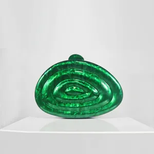 Green acrylic clutch bag with unique swirl pattern stylish evening box bag detail