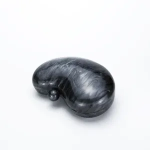 Acrylic bean shaped evening clutch bag, black marble pattern hard case purse for women.