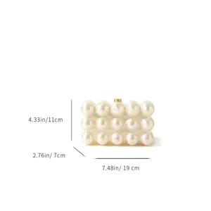 Acrylic pearl evening bag French wave beaded clutch bag elegant wedding bridal handbag