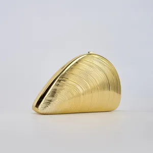 Womens Fashion Creative Shell Shaped Acrylic Evening Bag Luxury Metallic Hard Shell Clutch Purse With Chain Strap