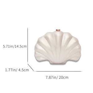 Acrylic shell evening clutch bag, pearl finish hard case purse with metal closure for women.