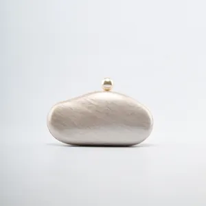 Women Acrylic Evening Bag Marble Pattern Clutch Purse With Pearl Clasp And Chain Designer Handbag For Party