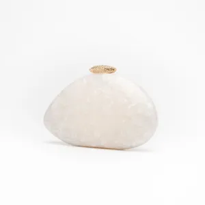 Fashion Women Acrylic Evening Bag Elegant Shell Shaped Marble Pattern Clutch Purse With Metal Lock For Wedding Party Banquet
