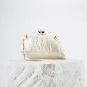 Women Acrylic Evening Bag Marble Texture Clutch Purse With Gold Chain Elegant Wedding Party Crossbody Shoulder Handbag