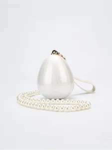 Sac pochette rigide en acrylique en forme d'œuf avec bandoulière perles sac à main femme mode.