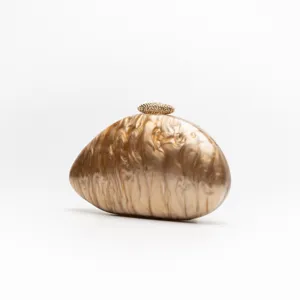 Elegant acrylic shell clutch bag for women, luxury marble patterned evening handbag.