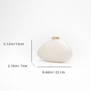 White acrylic evening clutch bag, marble pattern hardcase purse for women wedding party.