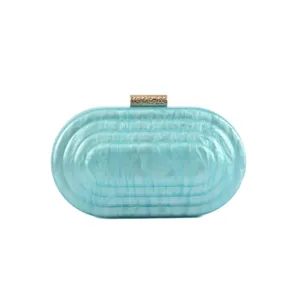 Borsa da sera rigida in acrilico marmo azzurro elegante pochette da donna per festa