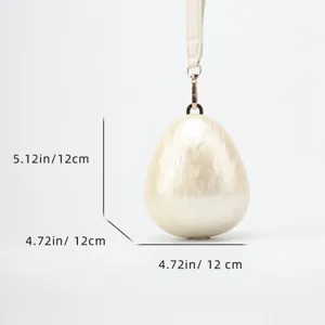Sac pochette ovale en acrylique avec bandoulière chaîne, élégant sac à main tendance.