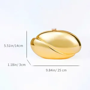 Gold metal acrylic clutch bag, unique wave design evening handbag for women and fashion style.