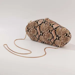 Sac de Soirée en Acrylique pour Femmes Luxe Imprimé Serpent Chaîne Pochette Sac de Banquet Mode Bandoulière