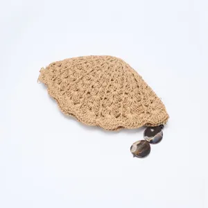 Women's Straw Woven Crossbody Bag Shell Shape Beach Vacation Summer Handbag With Pendants