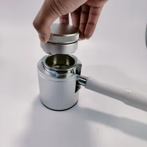 Coffee tamper station stand aluminum alloy powder distributor base with white handle tool