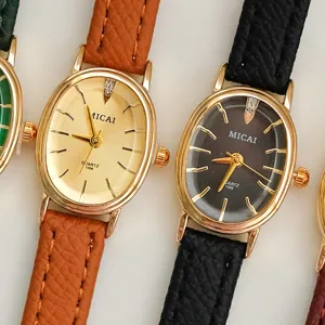 Vintage Oval Zifferblatt Quarzuhr Für Damen Minimalistisch Schmal Lederarmband Legierung Analog Armbanduhr Eleganz Frauen Dekorativ Armband Uhr