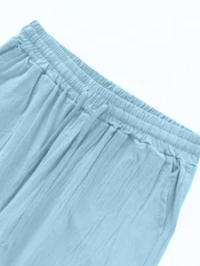Pantalone casual uomo azzurro dettaglio vita coulisse comodo morbido traspirante estivo vestito